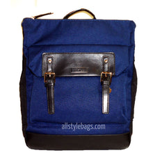 Load image into Gallery viewer, Color block Canvas School L Backpack Navy blue blanc Laptop tablet Sport Biking
