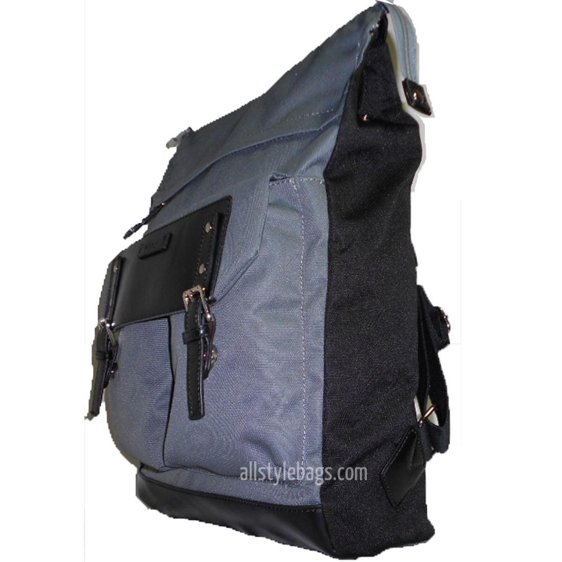 Color block Canvas School L Backpack blanc Black gray Laptop tablet Sp – allofpu