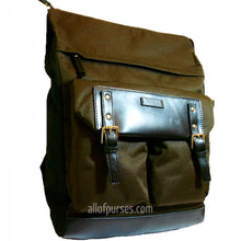 Load image into Gallery viewer, Color block Canvas School L Backpack blanc Olive brown Laptop tablet Sport Bag
