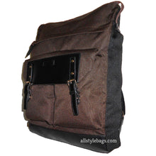 Load image into Gallery viewer, Color block Canvas School L Backpack blanc brown black Laptop tablet Sport Bag
