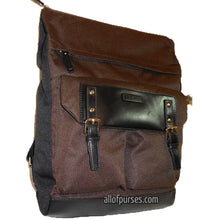 Load image into Gallery viewer, Color block Canvas School L Backpack blanc brown black Laptop tablet Sport Bag

