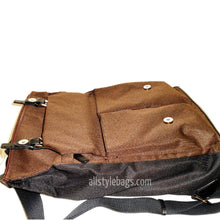 Load image into Gallery viewer, Color block Canvas School L Backpack blanc brown black Laptop tablet Sport Bag
