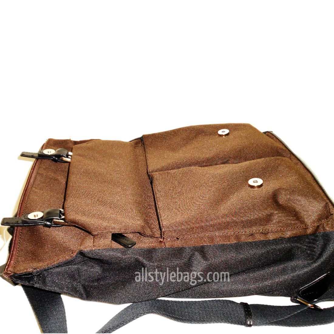 Color block Canvas School L Backpack blanc brown black Laptop tablet S – allofpu