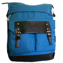 Load image into Gallery viewer, Color block Canvas School L Backpack blanc blue navy Laptop tablet Sport Bag

