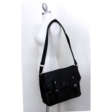 Load image into Gallery viewer, two tones Canvas School form pockets Messenger bag navy Blue IPad Laptop
