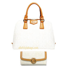 Load image into Gallery viewer, ivy beige LOEM signature Print trapezoid white L wallet shoulder Bag handbag set
