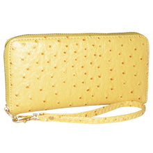 Load image into Gallery viewer, faux ostrich zipper pockets CD&#39;s bills coins woman L wallet Designer inspired
