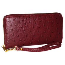 Load image into Gallery viewer, faux ostrich zipper pockets CD&#39;s bills coins woman L wallet Designer inspired
