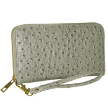 Load image into Gallery viewer, faux ostrich zipper pockets CD&#39;s bills coins woman L wallet Designer inspired
