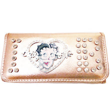 Load image into Gallery viewer, Betty boop PINK fuchsia love signature rhinestone checkbook L wallet B16Q
