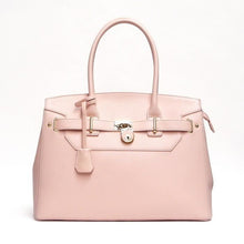 Load image into Gallery viewer, Designer Inspired LOEM brand beige pad lock key zipper pockets shoulder Bag hand
