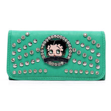 Load image into Gallery viewer, Betty Boop bling pink rhinestone checkbook L woman wallet B16N
