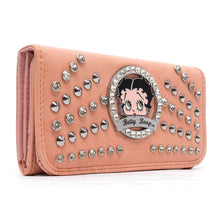 Load image into Gallery viewer, Betty Boop bling pink rhinestone checkbook L woman wallet B16N
