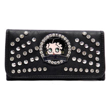 Load image into Gallery viewer, Betty Boop bling pink rhinestone checkbook L woman wallet B16N
