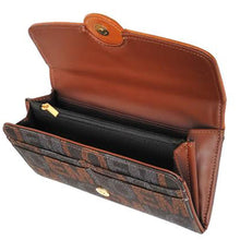 Cargar imagen en el visor de la galería, Billetera de mujer con bolsillos dorados con firma LOEM inspirada en el diseñador, para guardar CD, billetes y monedas
