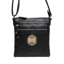 Load image into Gallery viewer, emblem medallion black Cross-body red messenger bag zipper pockets BG675 Designer inspired
