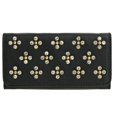 Load image into Gallery viewer, Designer inspired LOEM golden flower rhinestones woman L wallet checkbook B17E
