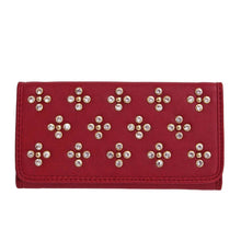 Load image into Gallery viewer, Designer inspired LOEM golden flower rhinestones woman L wallet checkbook B17E
