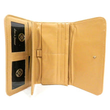 Load image into Gallery viewer, Designer inspired LOEM golden flower rhinestones woman L wallet checkbook B17E

