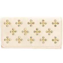 Load image into Gallery viewer, Designer inspired LOEM golden flower rhinestones woman L wallet checkbook B17E
