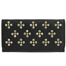 Load image into Gallery viewer, Designer inspired LOEM golden flower rhinestones woman L wallet checkbook B17E
