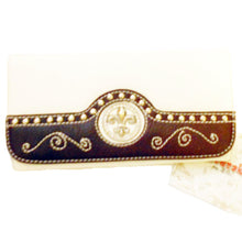 Load image into Gallery viewer, Fleur DE Lis cream white brown embroidered studs checkbook L wallet Designer ins
