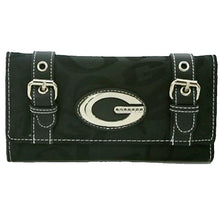 Load image into Gallery viewer, black Belt buckle designer inspired canvas metal G signature L checkbook wallet
