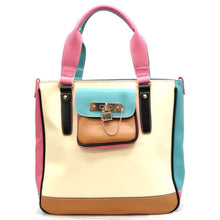 Load image into Gallery viewer, color block egg ivory lock shoulder Bag Handbag pockets purse designer Inspired
