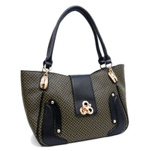 Load image into Gallery viewer, color block polka signature print satchel wallet Bag set Black lock designer
