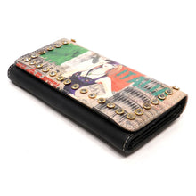 Load image into Gallery viewer, Graphic Black bling L Woman Wallet Checkbook rhinestone multicolor designer
