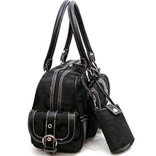 Load image into Gallery viewer, black canvas signature pockets cellphone satchel dual Bags Handbag purse set
