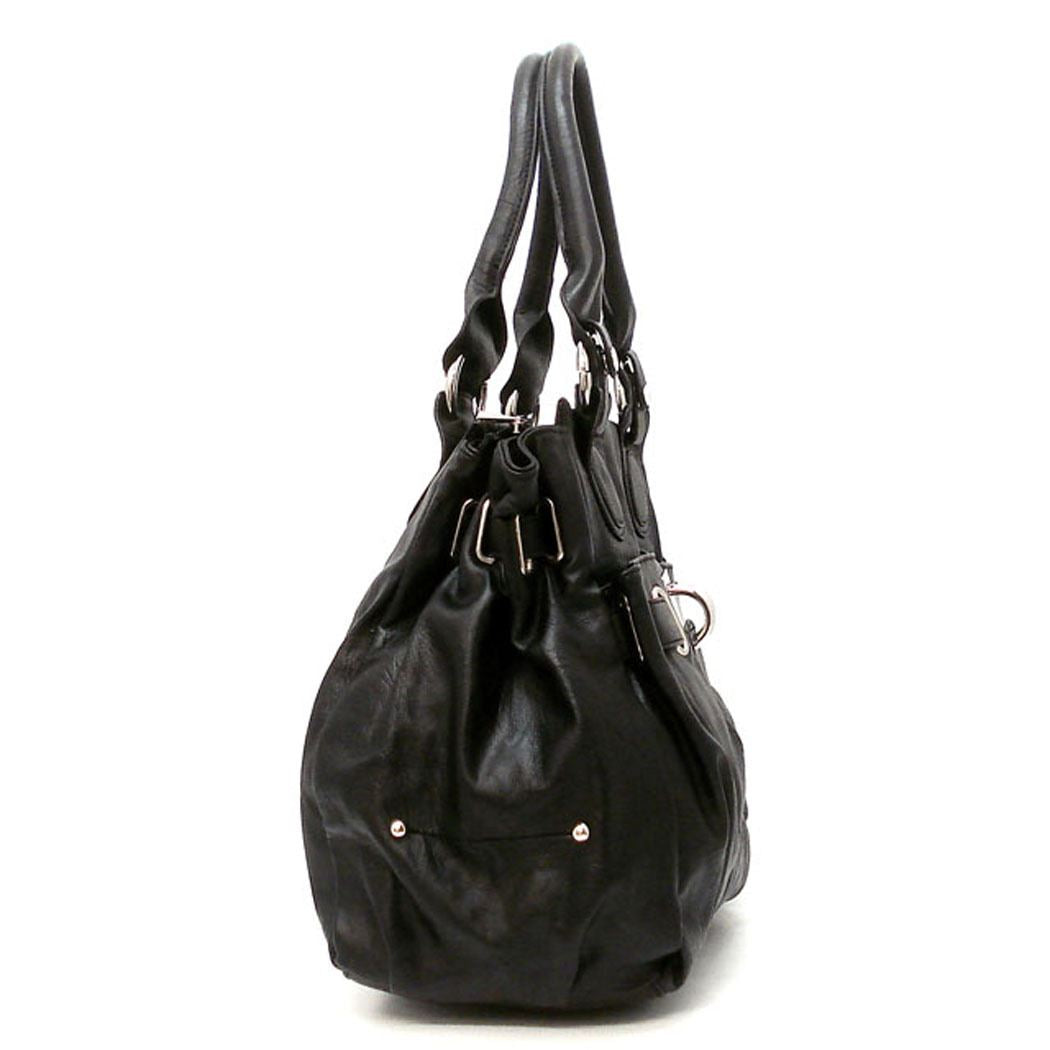 Black Belt studs Pockets shoulder Satchel Bag Handbag Purse –