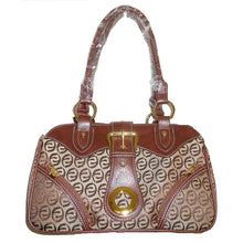 Load image into Gallery viewer, Brown Canvas Satchel Handbag Bag signature Pockets Purse Designer Inspired
