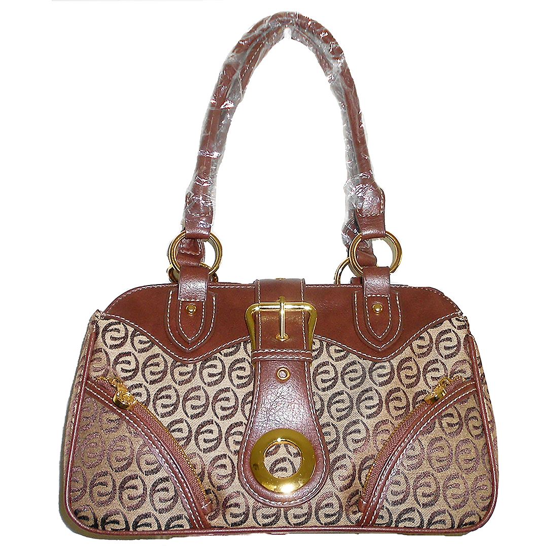 Brown Canvas Satchel Handbag Bag signature Pockets Purse Designer Insp – allofpu