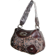 Load image into Gallery viewer, Brown Canvas Rhinestone Satchel Pockets M Bag Purse Designer inspired
