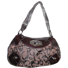 Load image into Gallery viewer, Brown Canvas Rhinestone Satchel Pockets M Bag Purse Designer inspired
