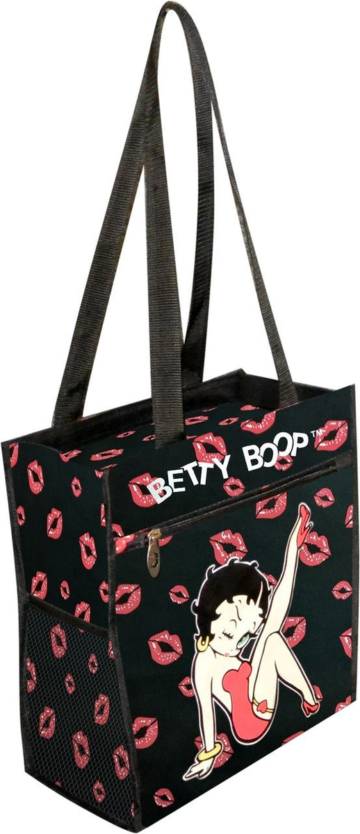 Bolso de mano tipo tote de lona color negro de Betty Boop –