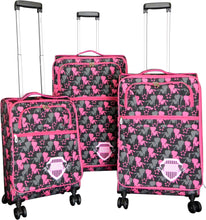 Load image into Gallery viewer, Boop 3pcs Set canvas Luggage 4 pairs rolling Spinning Wheels pink grey  angels
