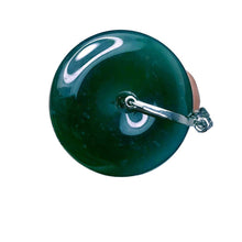 Load image into Gallery viewer, green icy jadeite donut pendant A grade Burma waxy silver rhinestone w chain
